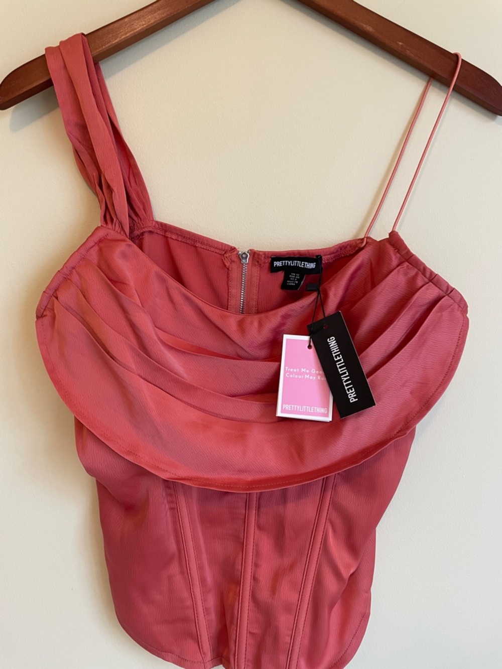 PrettyLittleThing Rose Terra Cotta Draped Corset Top